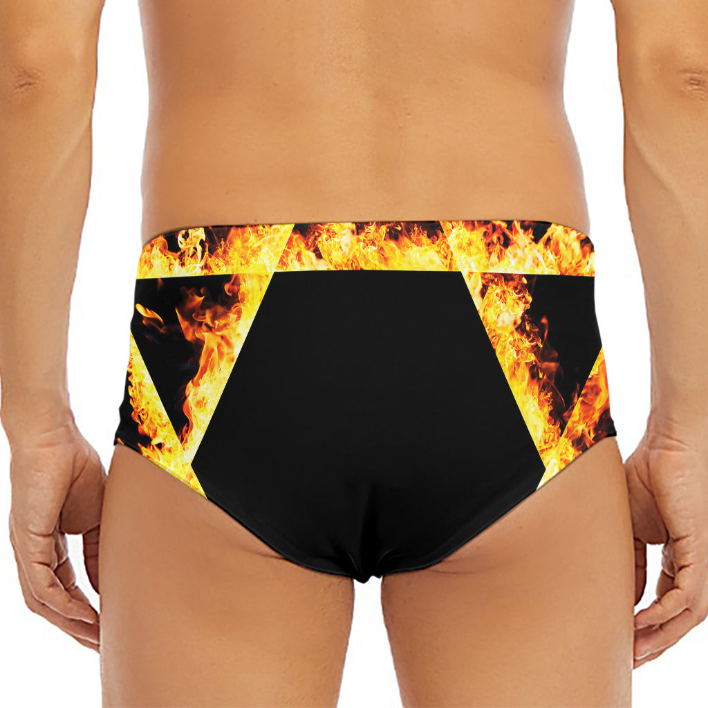 Flaming Star of David Print Men's Triangle Swim Briefs