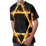 Flaming Star of David Print Men's Velvet T-Shirt