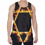 Flaming Star of David Print Men's Velvet Tank Top