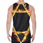 Flaming Star of David Print Men's Velvet Tank Top