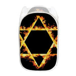 Flaming Star of David Print Mesh Laundry Hamper