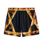 Flaming Star of David Print Mesh Shorts