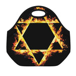 Flaming Star of David Print Neoprene Lunch Bag