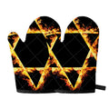 Flaming Star of David Print Oven Mitts