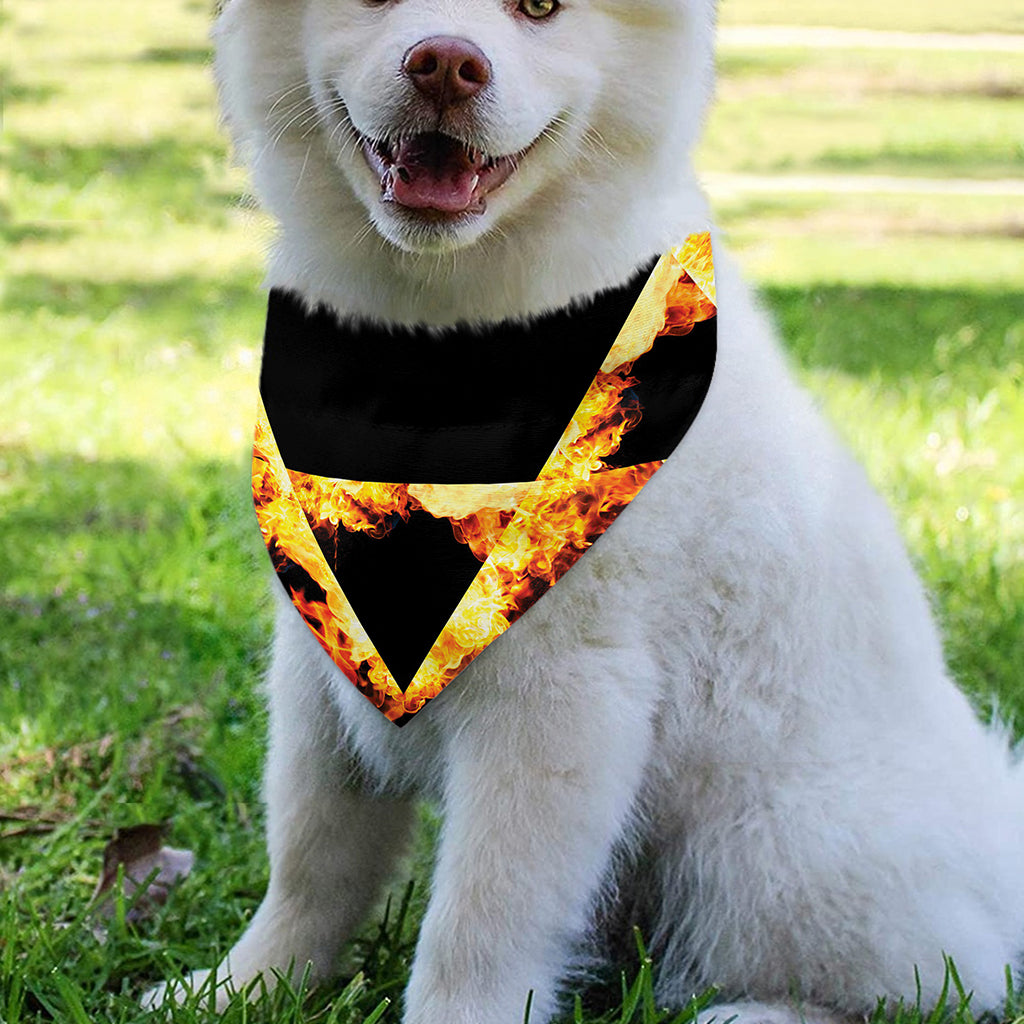 Flaming Star of David Print Over The Collar Dog Bandana