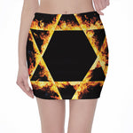 Flaming Star of David Print Pencil Mini Skirt