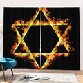 Flaming Star of David Print Pencil Pleat Curtains
