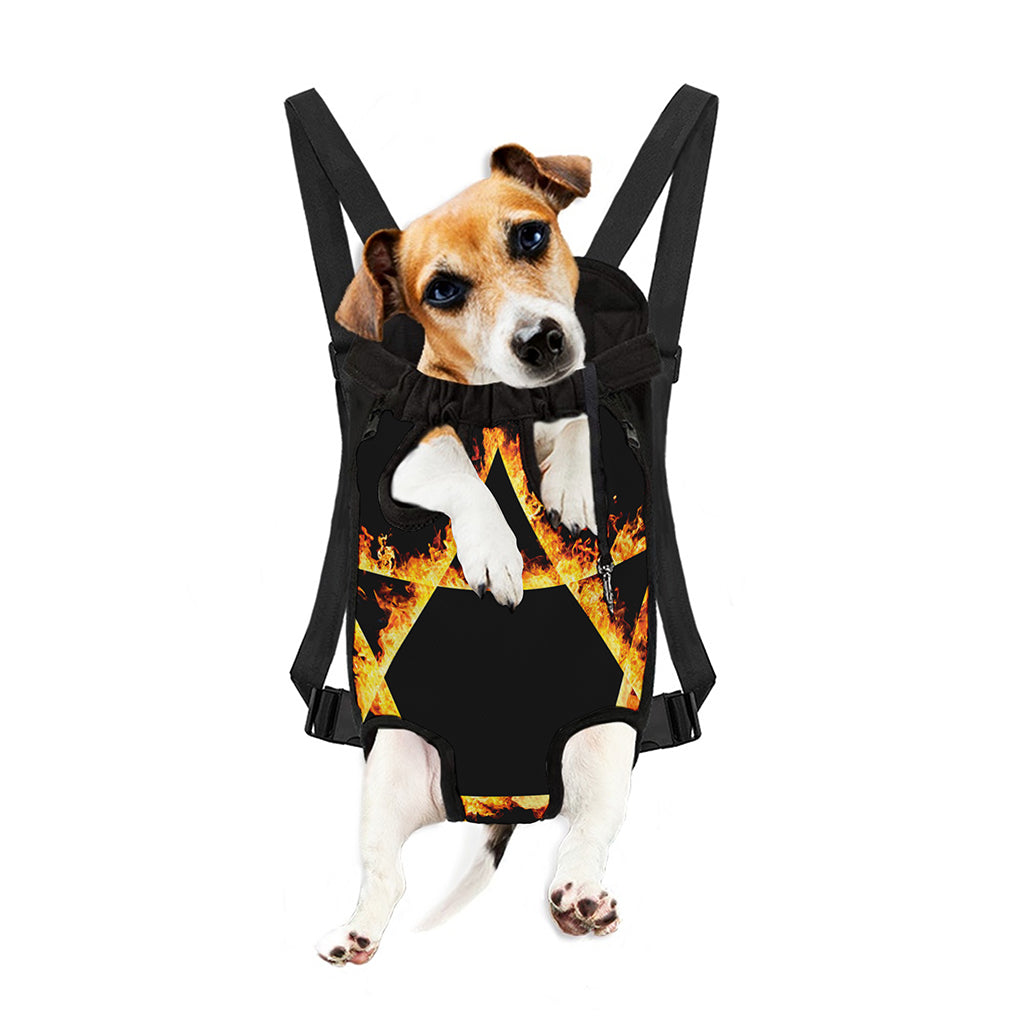 Flaming Star of David Print Pet Carrier Backpack