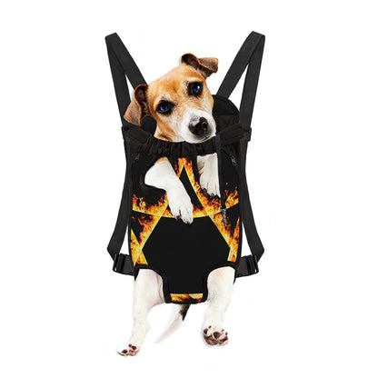 Flaming Star of David Print Pet Carrier Backpack