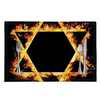 Flaming Star of David Print Placemat