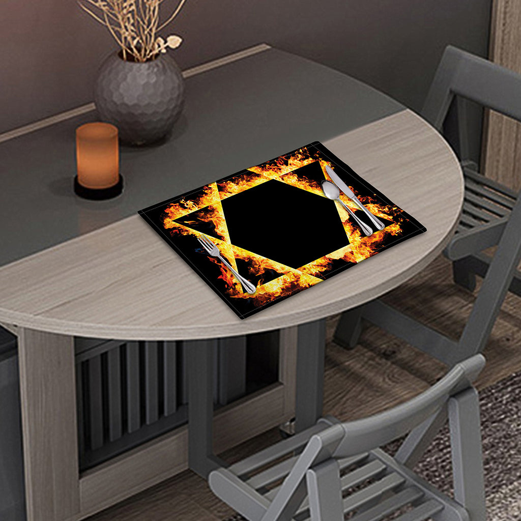 Flaming Star of David Print Placemat