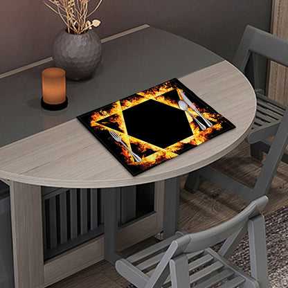 Flaming Star of David Print Placemat