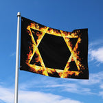 Flaming Star of David Print Polyester Flag