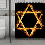 Flaming Star of David Print Polyester Shower Curtain
