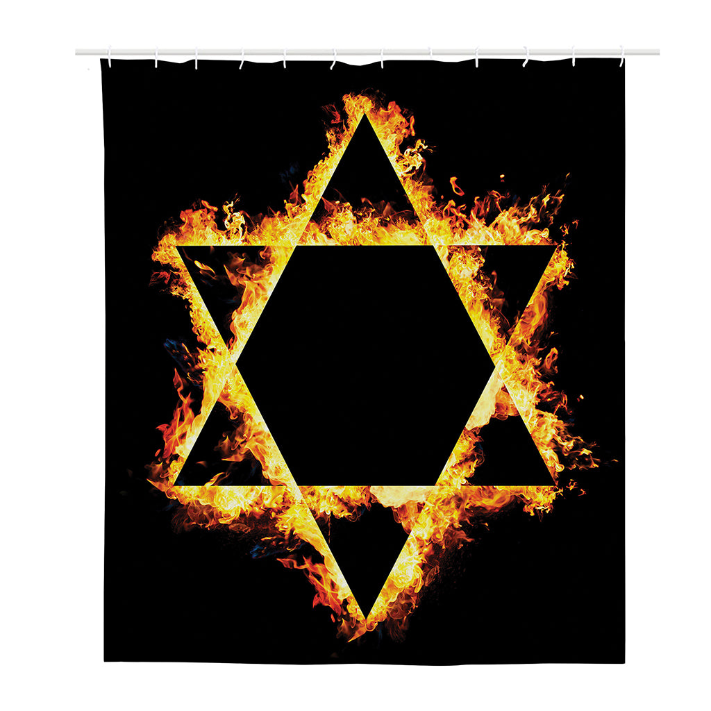 Flaming Star of David Print Polyester Shower Curtain