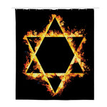 Flaming Star of David Print Polyester Shower Curtain