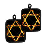 Flaming Star of David Print Pot Holders
