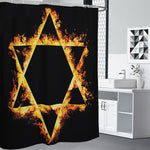 Flaming Star of David Print Premium Shower Curtain