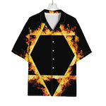 Flaming Star of David Print Rayon Hawaiian Shirt