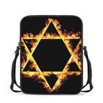 Flaming Star of David Print Rectangular Crossbody Bag