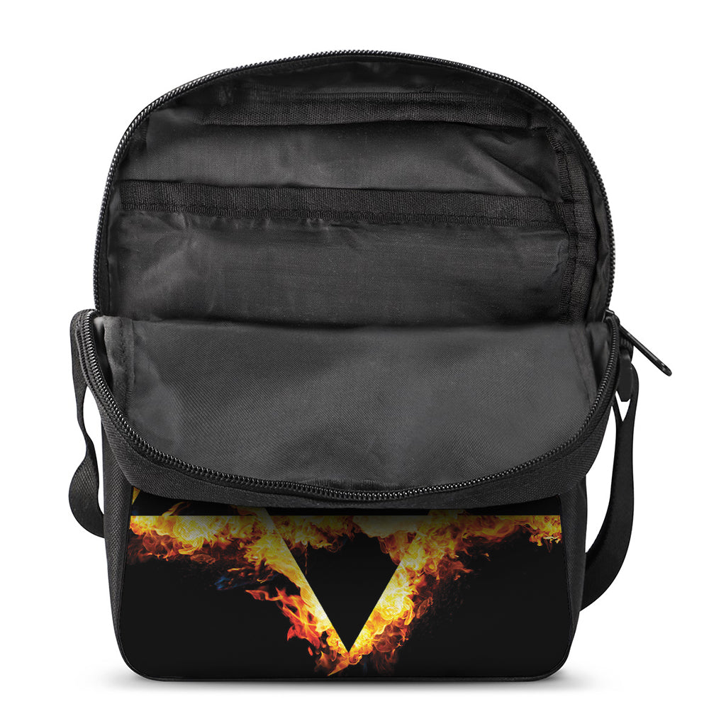 Flaming Star of David Print Rectangular Crossbody Bag
