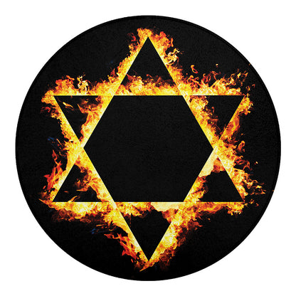 Flaming Star of David Print Round Blanket