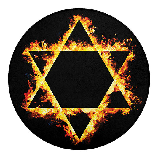 Flaming Star of David Print Round Blanket
