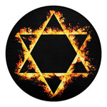 Flaming Star of David Print Round Blanket
