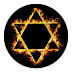 Flaming Star of David Print Round Floor Mat
