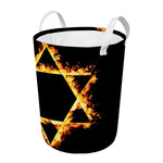 Flaming Star of David Print Round Laundry Basket