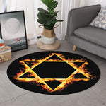 Flaming Star of David Print Round Rug