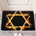 Flaming Star of David Print Rubber Doormat