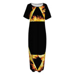 Flaming Star of David Print Short Sleeve Long Nightdress
