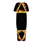 Flaming Star of David Print Short Sleeve Long Nightdress