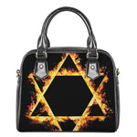 Flaming Star of David Print Shoulder Handbag