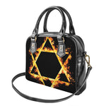 Flaming Star of David Print Shoulder Handbag
