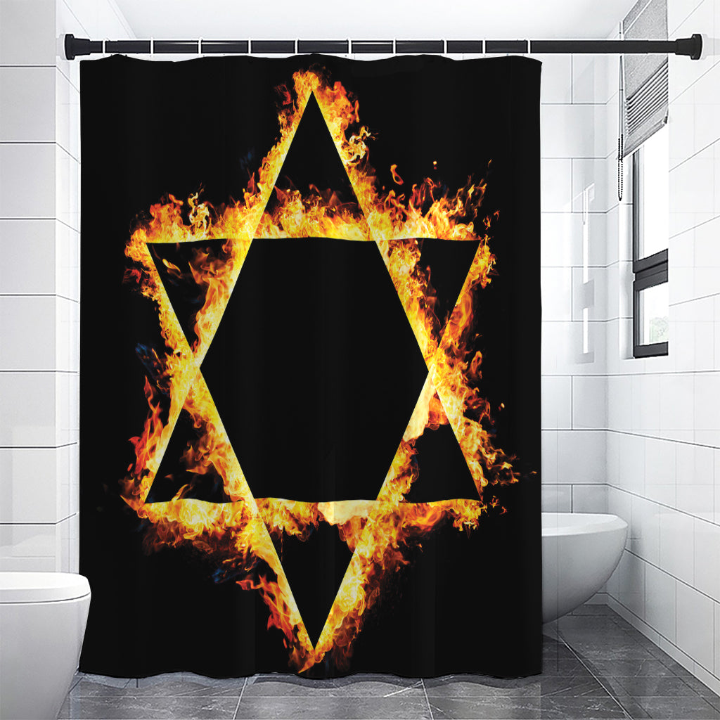 Flaming Star of David Print Shower Curtain