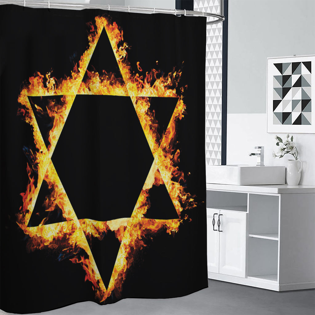 Flaming Star of David Print Shower Curtain