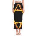 Flaming Star of David Print Side Slit Maxi Skirt
