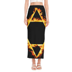 Flaming Star of David Print Side Slit Maxi Skirt