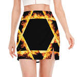 Flaming Star of David Print Side Slit Mini Skirt