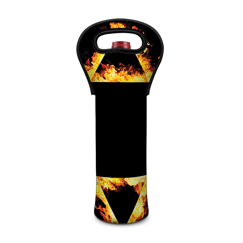 Flaming Star of David Print Single Neoprene Wine Tote
