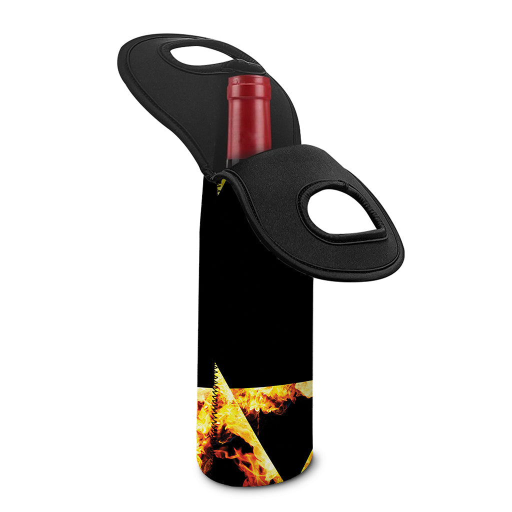 Flaming Star of David Print Single Neoprene Wine Tote