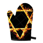 Flaming Star of David Print Single Oven Mitt