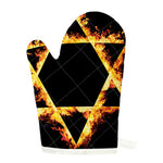 Flaming Star of David Print Single Oven Mitt