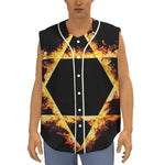 Flaming Star of David Print Sleeveless Baseball Jersey