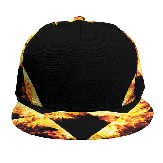 Flaming Star of David Print Snapback Cap