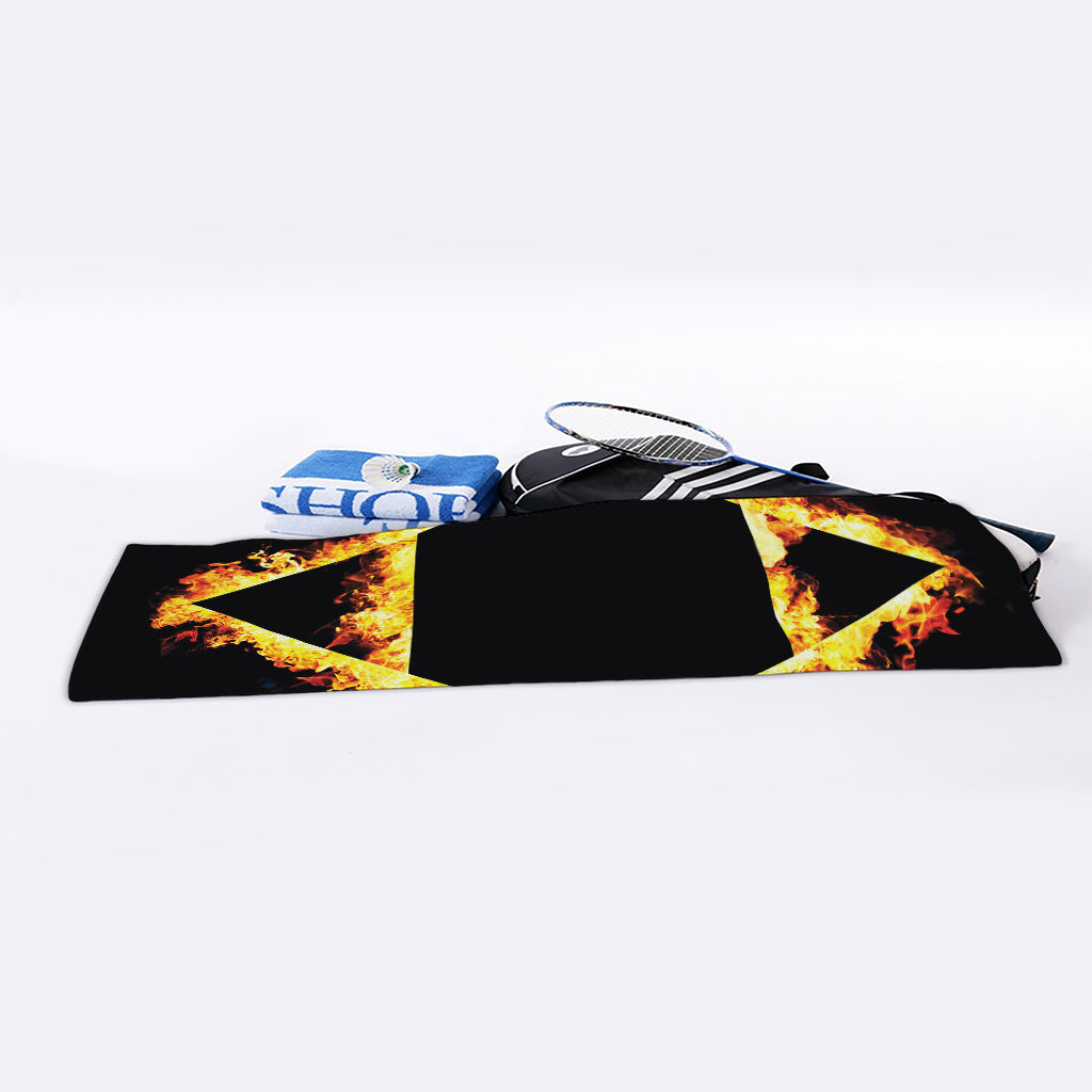 Flaming Star of David Print Sports Towel