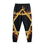 Flaming Star of David Print Sweatpants