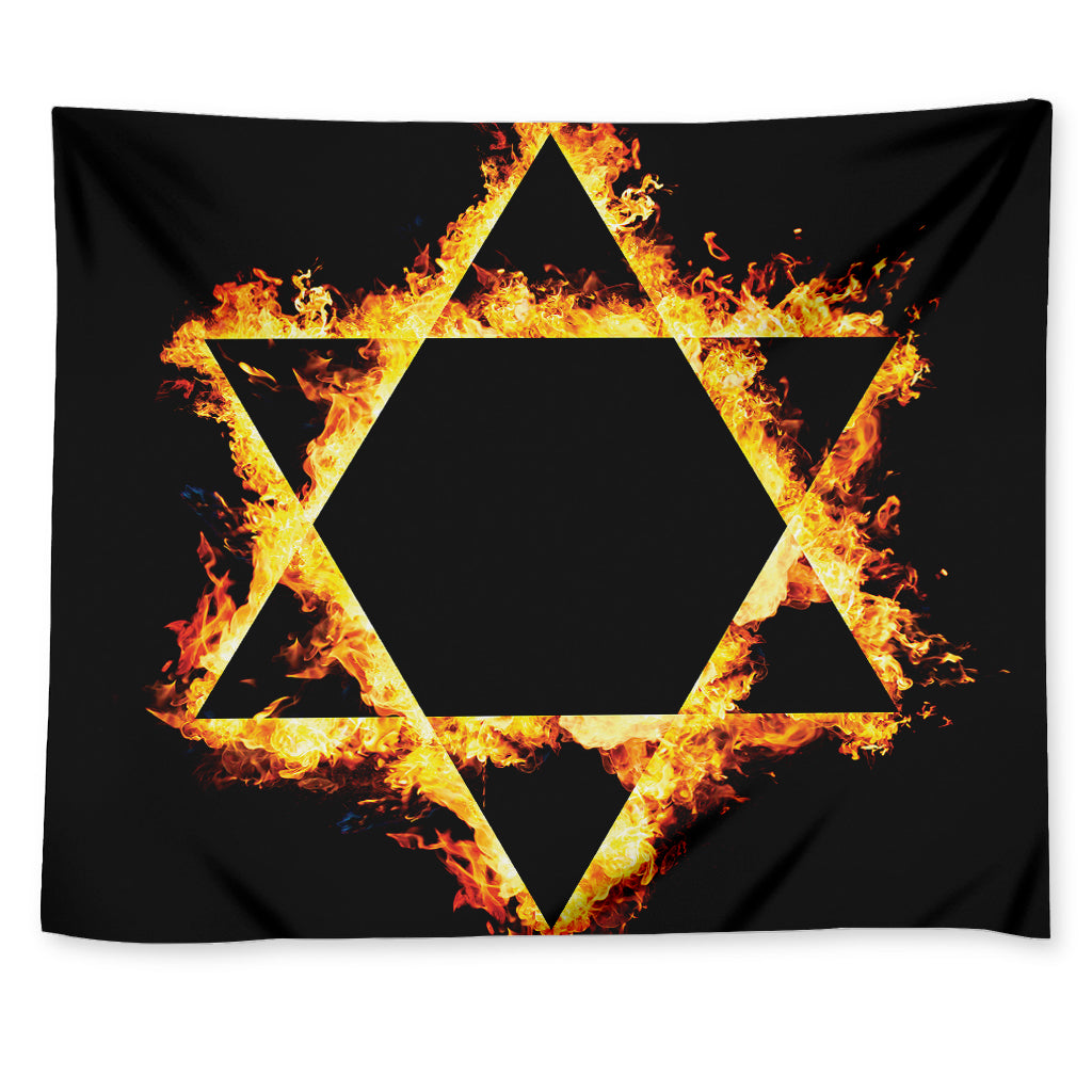 Flaming Star of David Print Tapestry